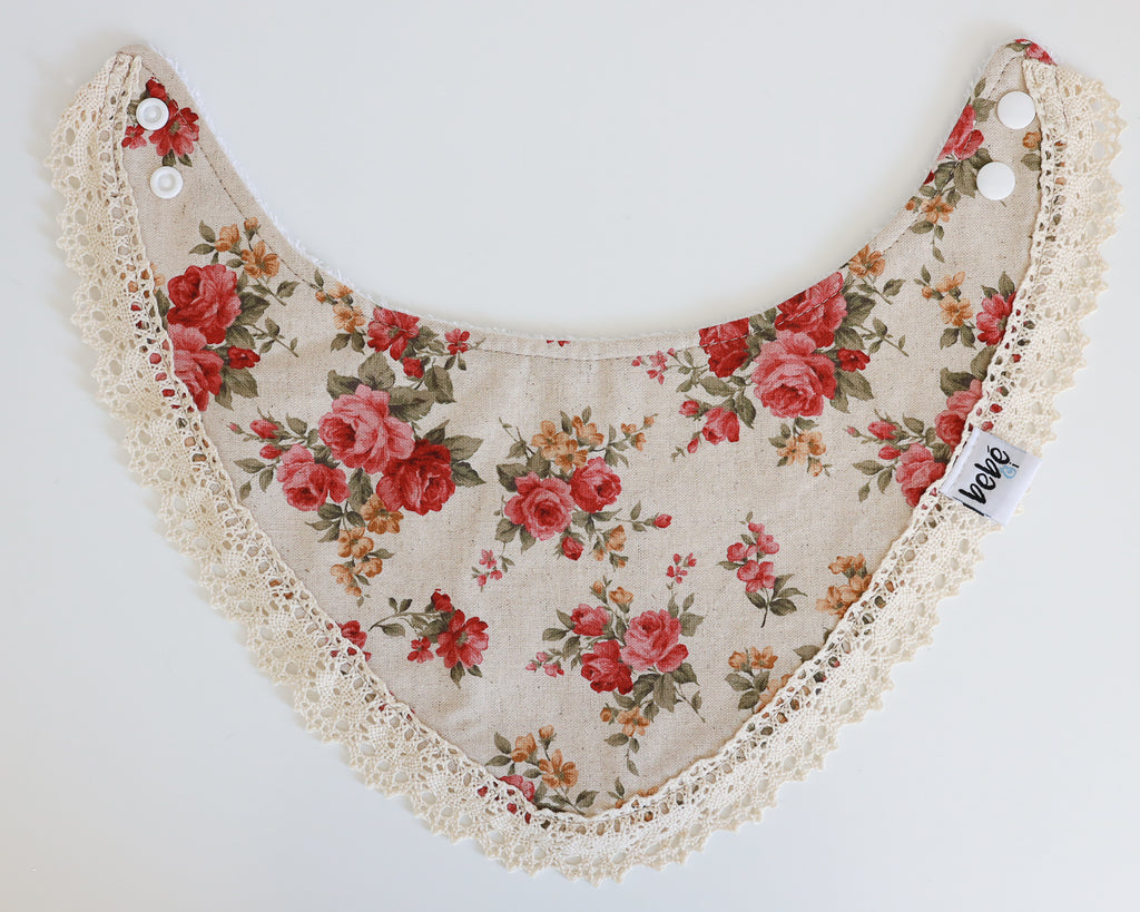 Bandana Bib - Vintage Cream Floral - SALE